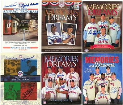 Incredible Collection of 60 Multi-Signed Hall of Fame Programs from 1982-2019 Including Hank Aaron, Kirby Puckett, Tony Gwynn, and Gary Carter (Beckett PreCert)
